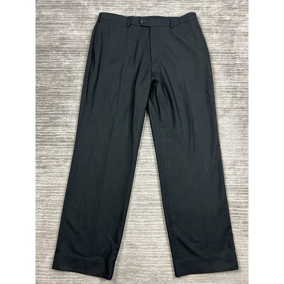 Stafford Dress Pants Mens 38x32 Black Polyeser‎ Blend Straight Leg Flat Front - Picture 1 of 11